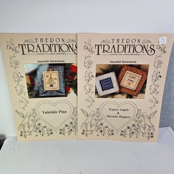 Theron Traditions Yuletide Pine Xmas Expect Angels‎ Cross Stitch Patterns Lot 2 - Picture 1 of 7